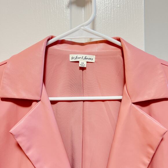 For Love & Lemons Talia Pink Faux Leather Blazer XS - Picture 5 of 8